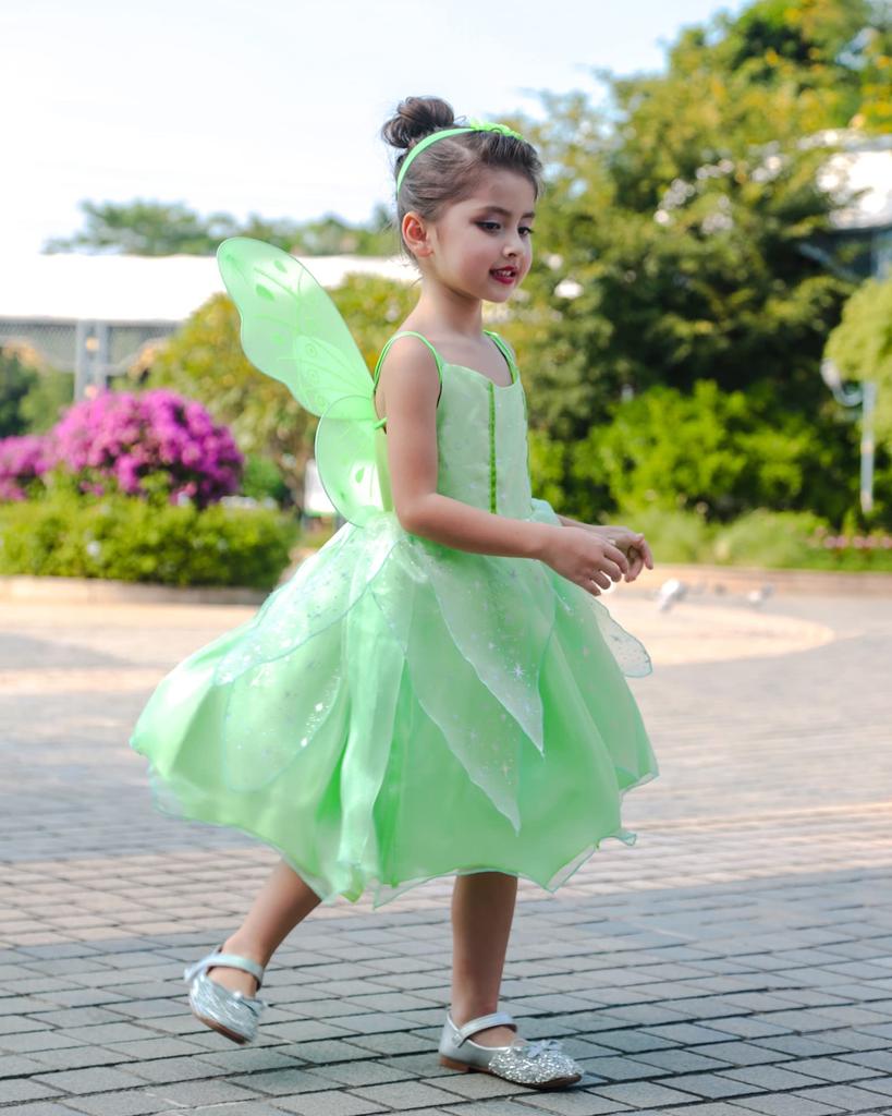 Tinkerbell Dress for Princess Dress Cosplay Wings Tiara Flower Kids Girls Gift [CQDY] Kids, (Fairy + + + Stick, etc.) 7-Piece Set, Fairy, Spirit,