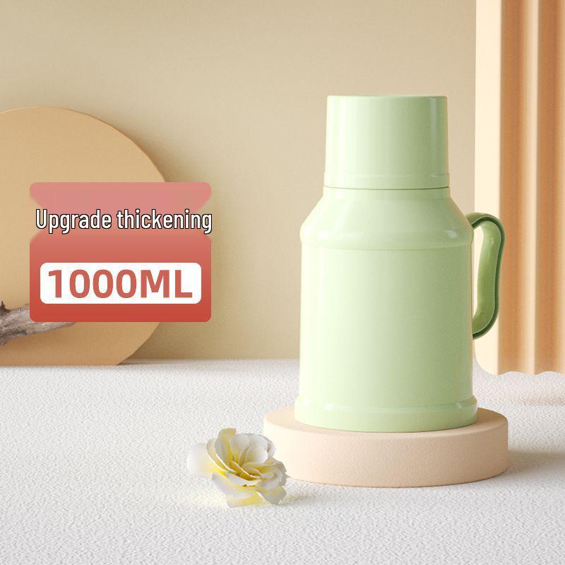 

Cute Electric Kettle with Insulated Hot Water Bottle and Vintage Glass Liner Thermos for Home and Car Heating.