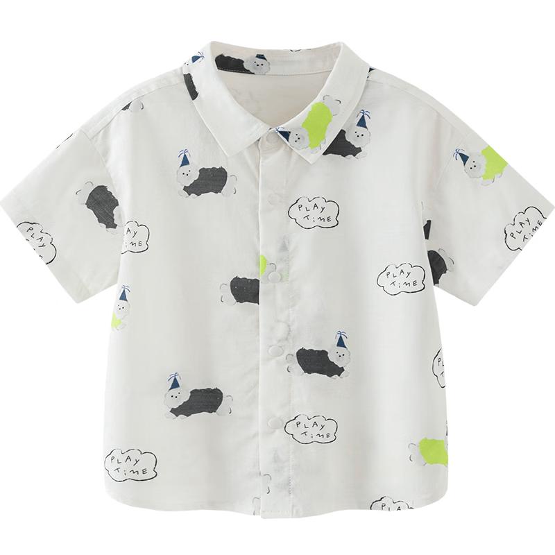 Minibala Boys' Summer Cotton Blend Short Sleeve Shirt