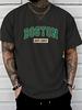 Simple and Fresh Letter Pattern 3D Printed T-shirt for Summer Outdoor Casual Short Sleeved Top, Soft and Comfortable Men's O-neck Clothing
