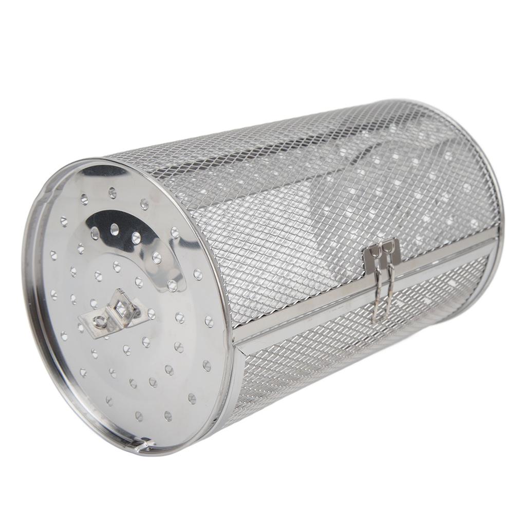 Rolling Grilling Basket Stainless Steel BBQ Rolling Basket Fork Wire Mesh Cylinder Grill Basket for