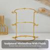 Metal Display Stand with Round Base Golden Crown Holder Compact
