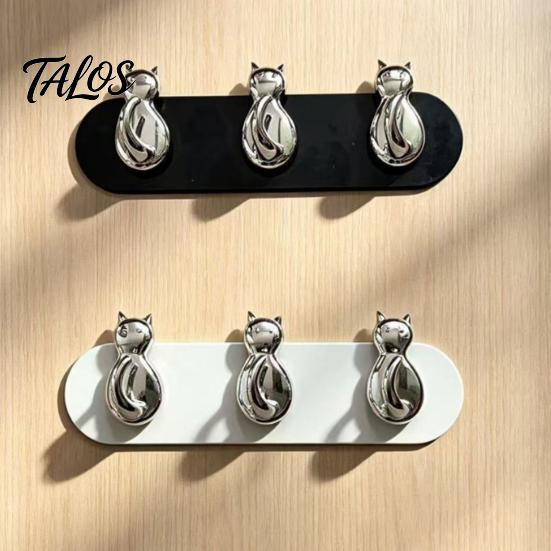 Cat-Shaped Wall Hooks, No Drilling Strong Bearing Capacity Hooks, Three-hook Combination Rack for Keys Bags Accessories