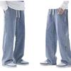 Men's Japanese Style Loose Gray Denim Harem Pants - Autumn/Winter Casual, Large Size