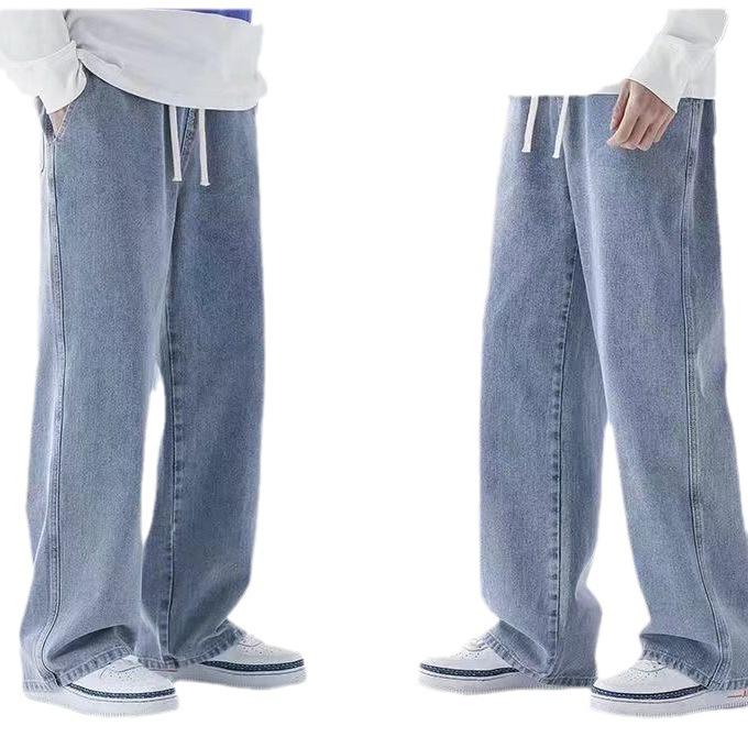 Men's Japanese Style Loose Gray Denim Harem Pants - Autumn/Winter Casual, Large Size