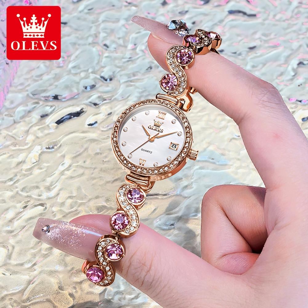 OLEVS 5633 Eleganz China Damen Quarz Uhr Neuestes Edelstahlarmband Wasserdicht Datumsanzeige Bling Freizeit Uhr Fabrik