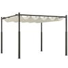 Gazebo Pergola 3x3 M with Retractable Canopy, 8 Screws and 8 Stakes, In 180g Polyester and Metal, Cream White
