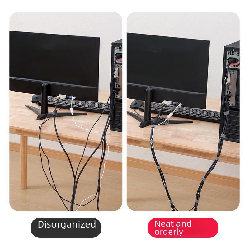 Tearable Velcro Cable Organizer Bundle - 5M: Desktop Wire Management & Fixing Tie