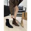 Bottes courtes élégantes décontractées à talon épais d'automne petites bottes en cuir simples pour le trajet quotidien bottes carrées à la mode décontractées