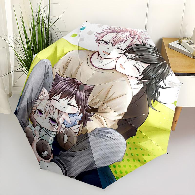 

1pc Outdoor Umbrella with Cute Anime Characters, Automatic Opening/Closing, Portable 3-Fold Design, 8-Rib Iron Frame - Perfect Gift for Fans, Tra
