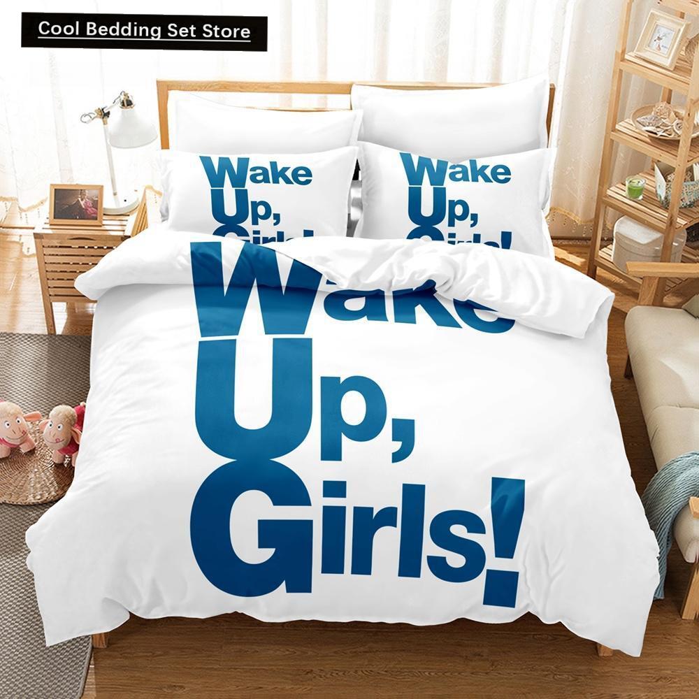 3D Print Anime Kawaii Wake Up, Girls! Bedding Set Single Twin Full Queen King Size Bed Set Adult Kid Bedroom Duvet Cover Sets