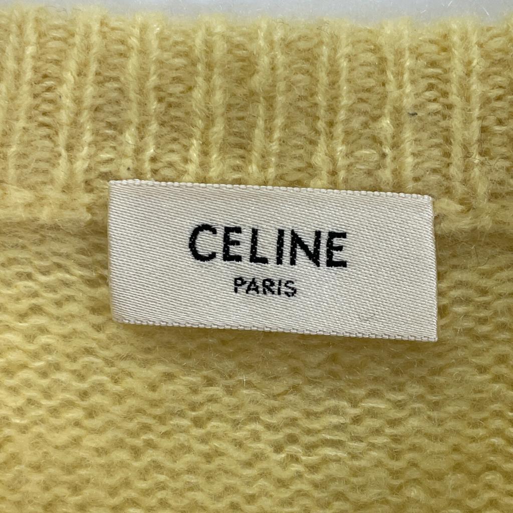 Celine 2A21L739M Eddie Yellow Cashmere Silk Crew Neck Knit Sweater Tops M yellowUsed