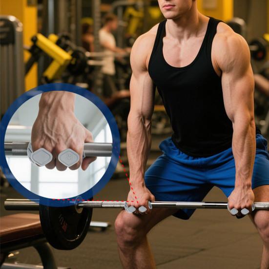 1 Pair Anti-Slip Silicone 2-Finger Workout Grips Men Women Palm Protection Lifting Deadlift Pull-Up Grippers Gym Training Exercise Fingerless