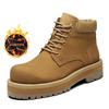 2025 Direct Supply Men's Shoes Winter New Rhubarb Boots Thick-soled Lightweight Martin Boots British Velvet Thermal Tooling Short Boots