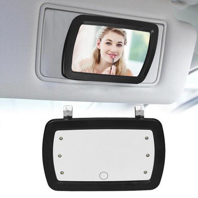 Universal  Car Sun Visor Makeup Mirror LED Touch Switch Sun Visor HD Interior HD Mirror 170*110mm-No Battery