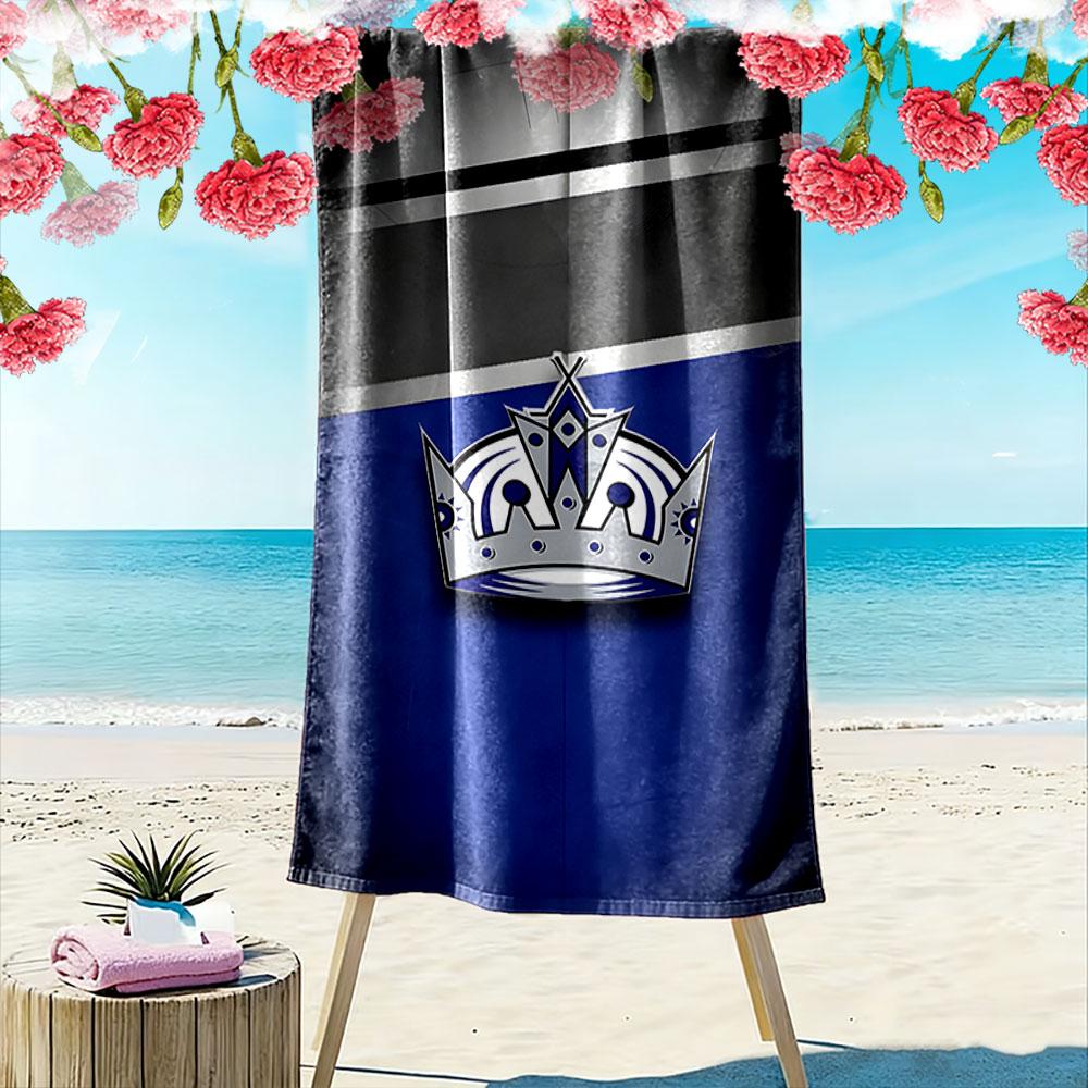 Royal Crown on Blue and Silver Background Patterned beach towel quick dry perfect for travel outdoor sports jogging the beach and swimming