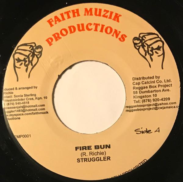 

7-дюймовая пластинка STRUGGLER Fire Bun FMP0001 Faith Muzik Pro Ямайка Регги Ска Даб Б/у