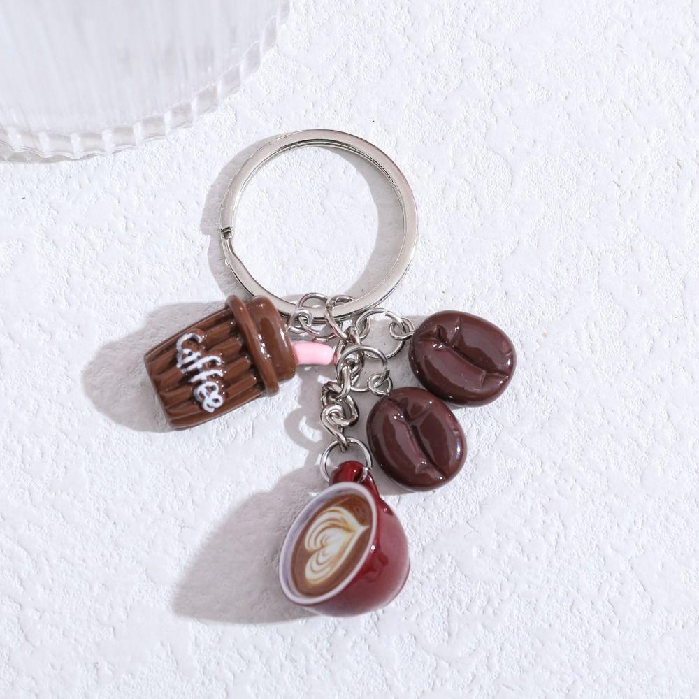 2PCS Mini Size Coffee Cup Keychain Coffee Shape Bag Pendant Mini Keychain Pendant  For Backpack
