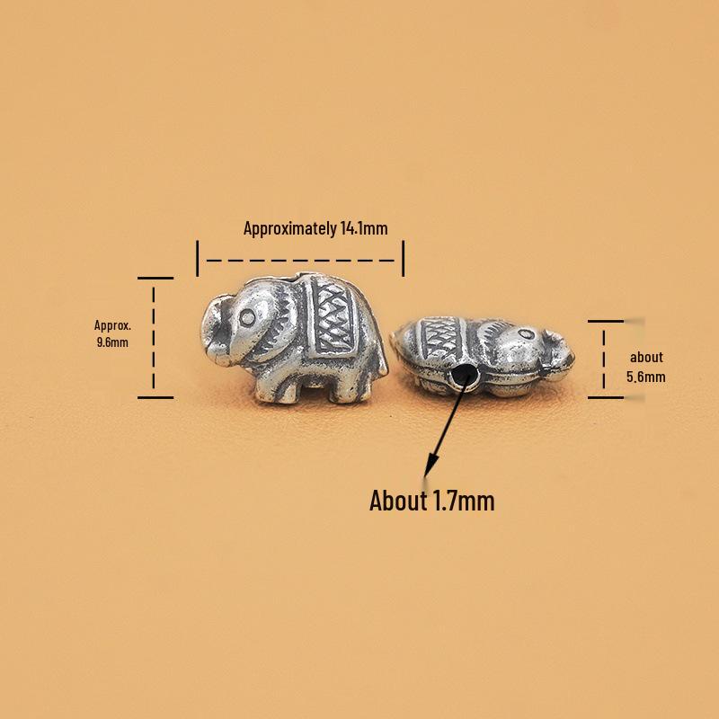 Thai Handmade Silver Elephant Beads Ethnic Bracelet DIY Accessories