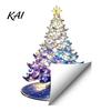 Modern Christmas Home Ornaments Stained Glass Style Tree Static Window Cling, Gradient Starry Sky Indoor Outdoor Decorations Xmas Sticker, Reusable