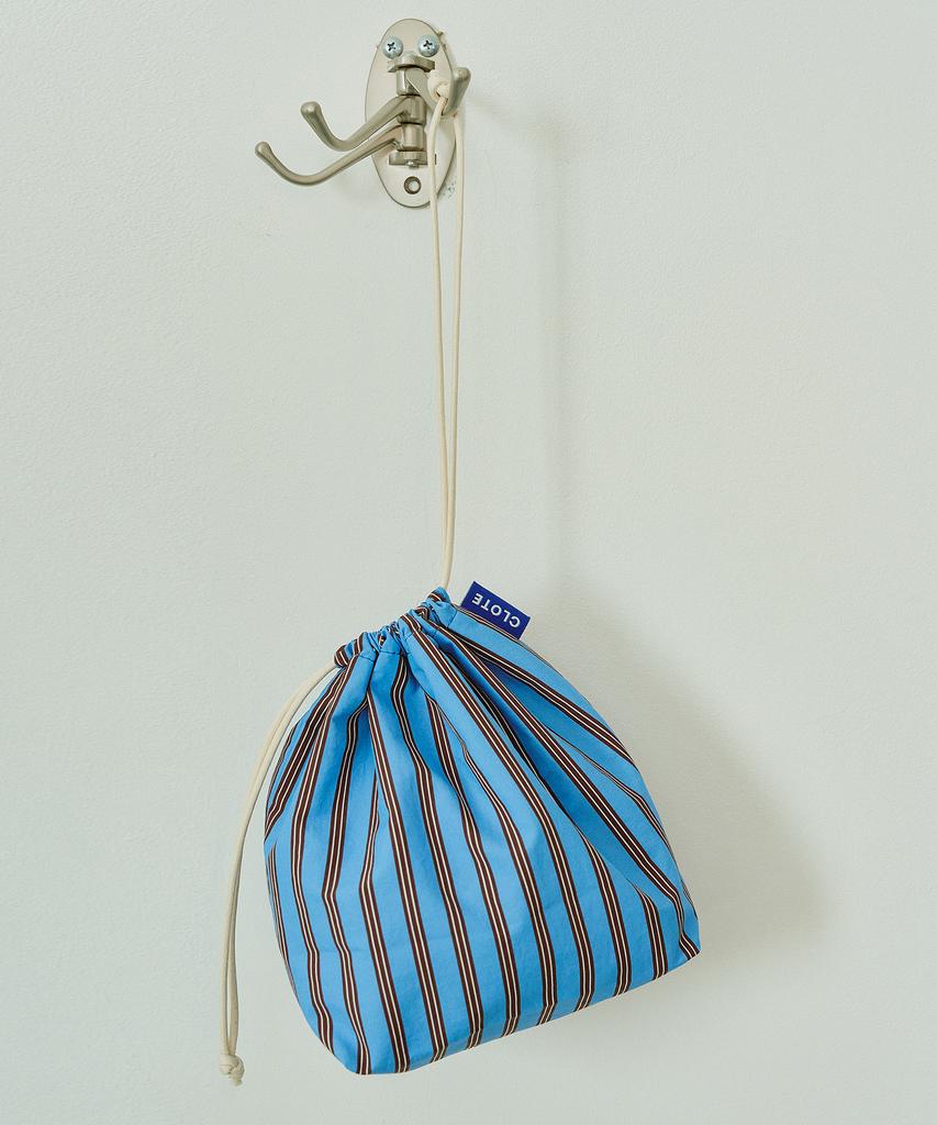 Clote String Pouch - Striped Dark Blue