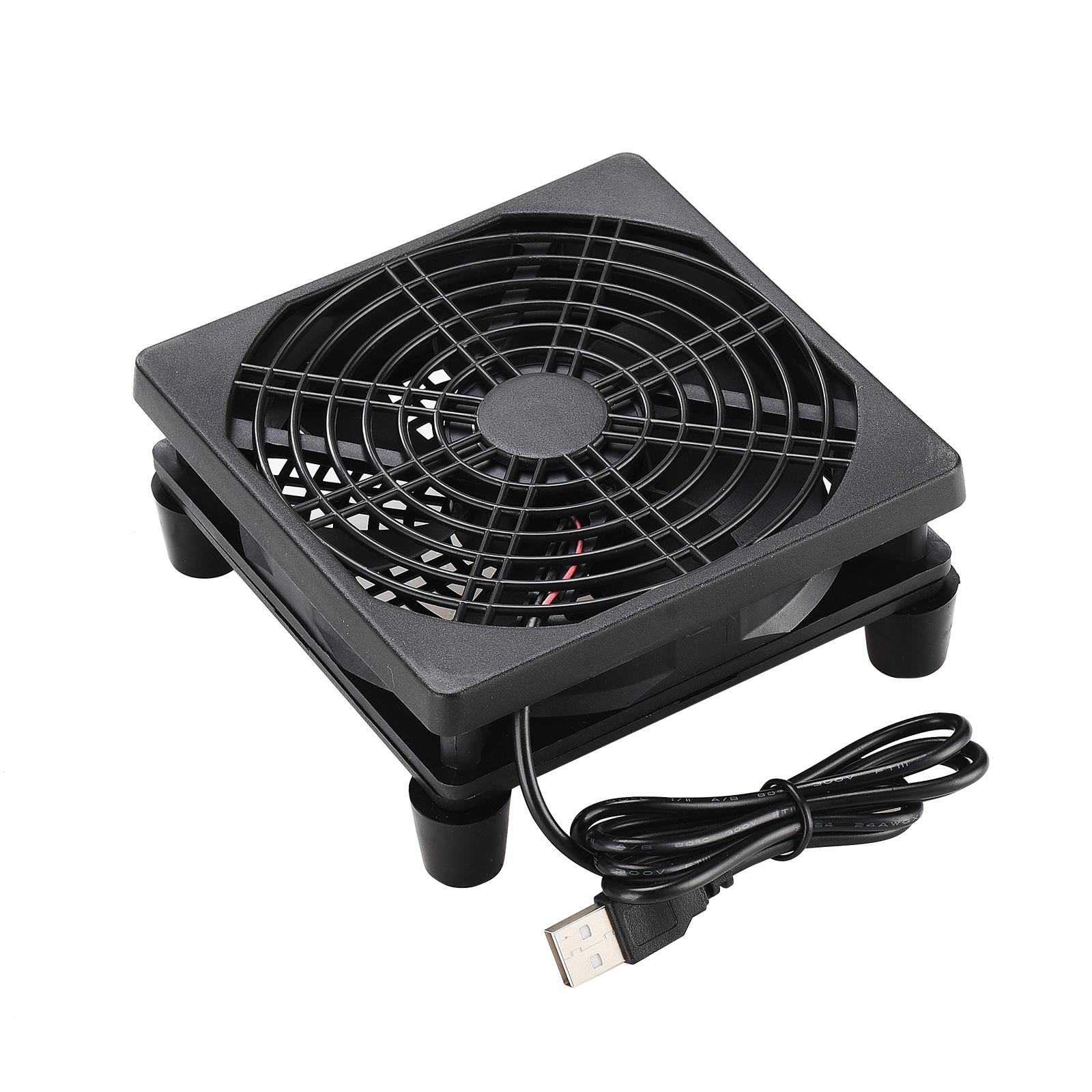 USB Router Cooling Fan Fit for AC88U R7000 Set Top Box Cooling Fan with Double Side Plastic Net Foot Pads 12cm