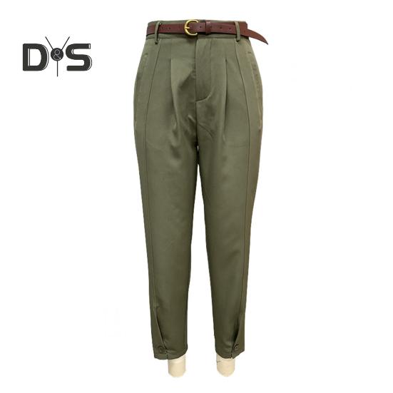 Dámský oblek Kalhoty Vysoký pas Knoflíky Zip Fly Volný Jednobarevné Kalhoty s kapsami Styl dojíždění Dlouhé kalhoty