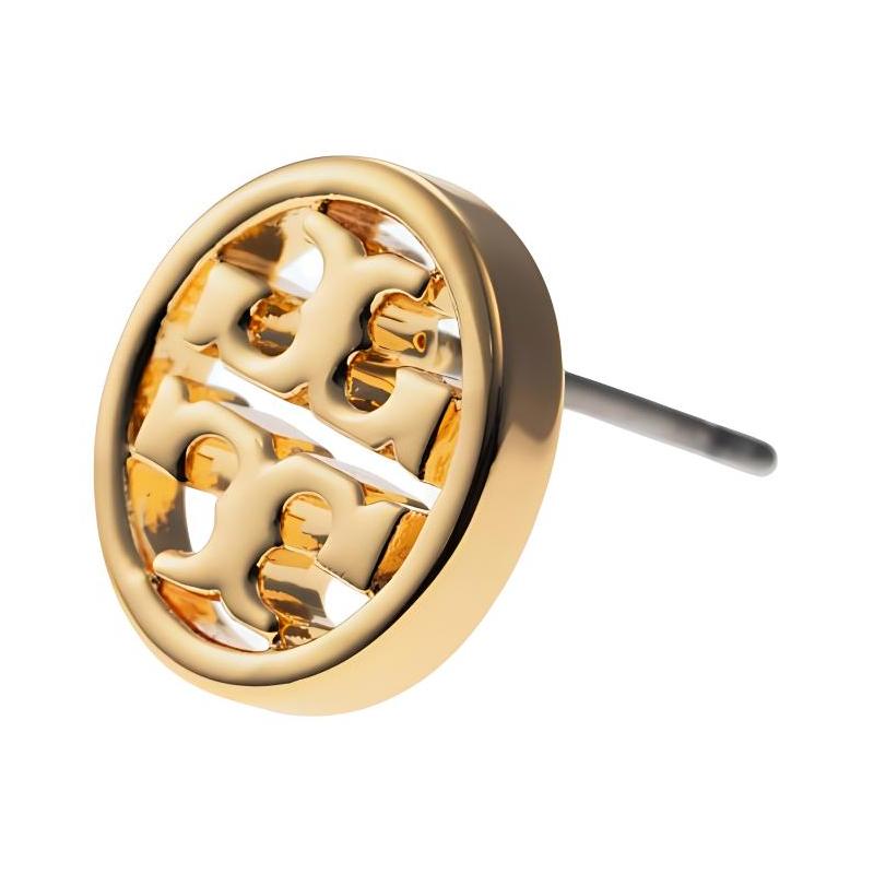 TORY BURCH MILLER series perforated double T brass earrings for women 26222-720-Tory Kim F