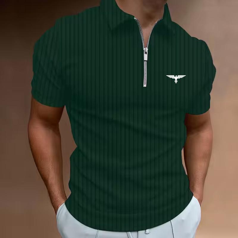 Summer Men's Casual Short-sleeved Polo Shirt Fashion Lapel Zipper Polos