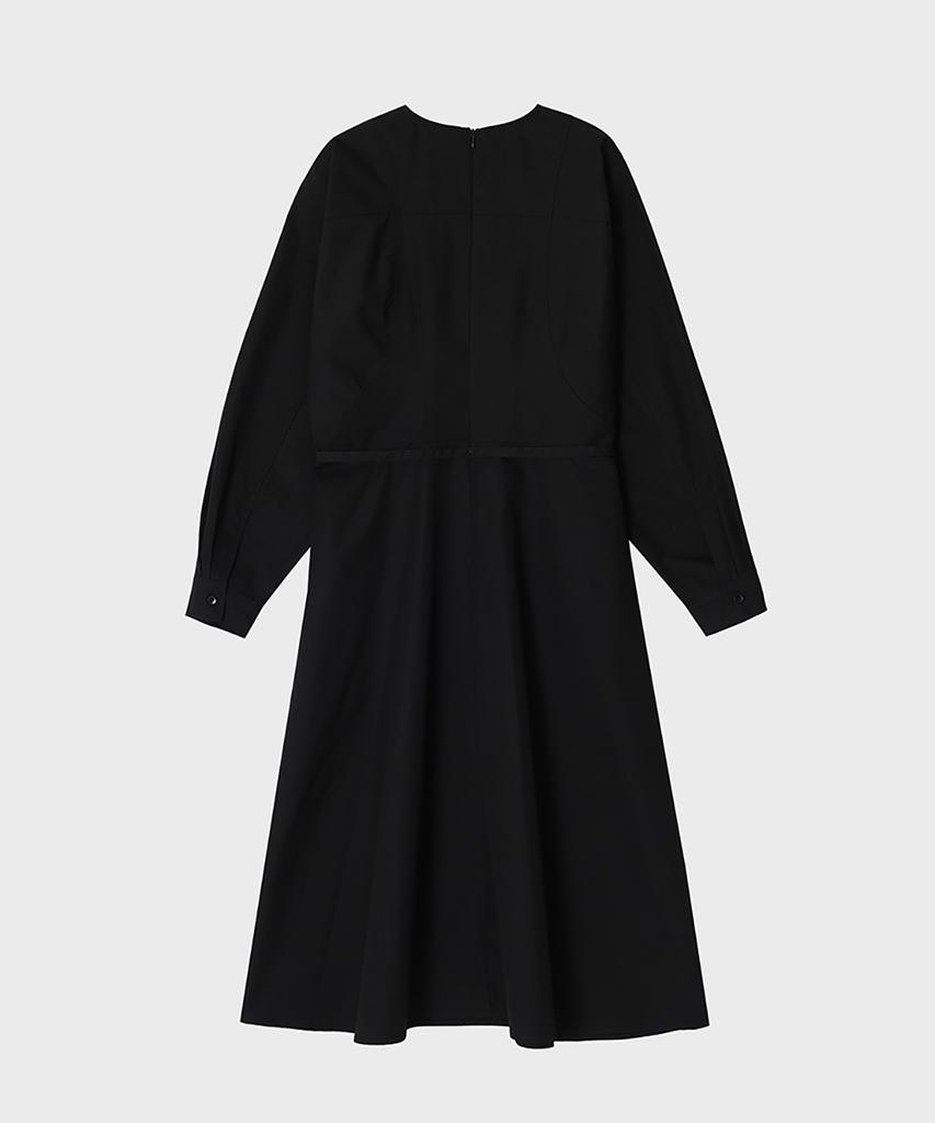 NOIRER FOR WOMAN Cotton-Poplin Zip-Up Balloon Dress (Black)