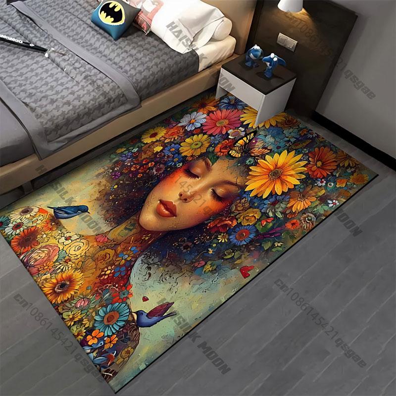 Nature harmony flowers vibrant life carpet Yoga living room room decor children's crawling mat doormat area rug games mat