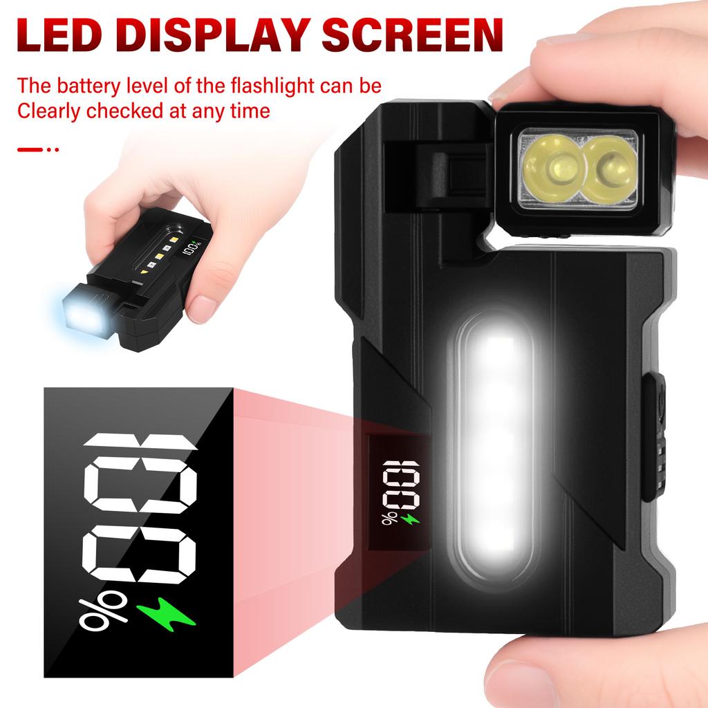 EDC Flashlight 1200mAh Mini Magnetic Flashlight Portable Pocket Double Light Sources Flashlights for Home Emergency Outdoor Car