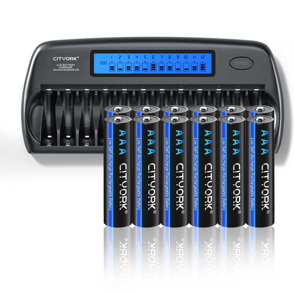 CITYORK 1.2V AA AAA NIMH Rechargeable Batteries 2A 3A With 12 Slots Fast Smart Intelligent charger for 1.2V AA AAA Battery