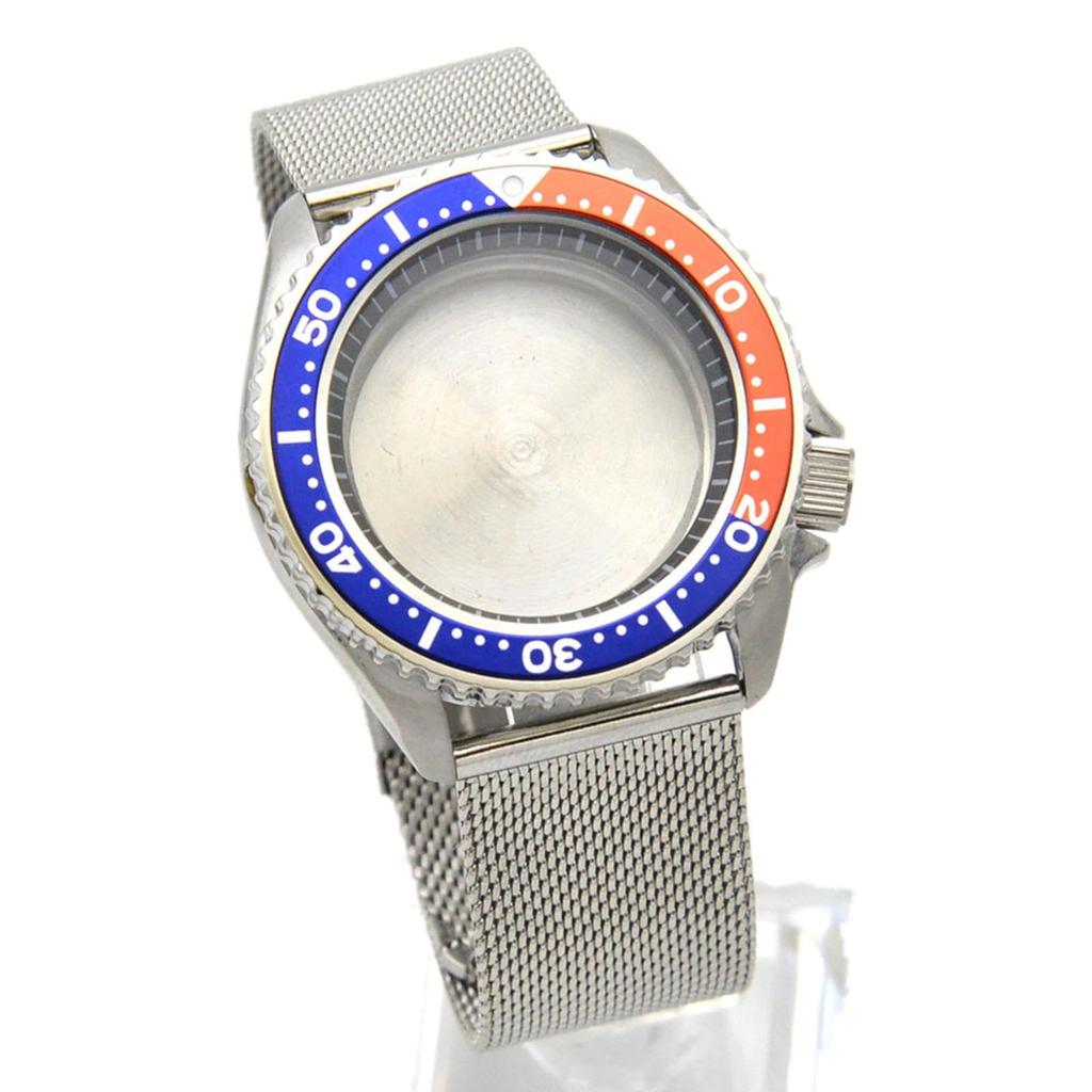 Blue Orange 42mm Steel Watch Strap Belt Bezel Case for Movement NH35/36