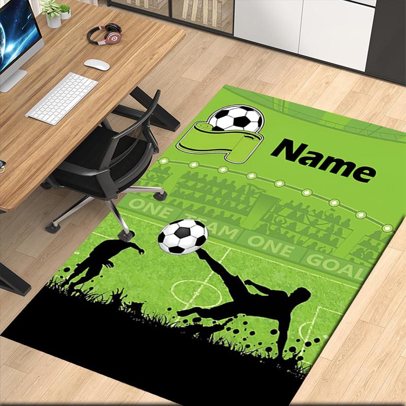 Custom Name Soccer Printed Carpet, for Office Chair Living Room Bedroom Kitchen Room Decor Gifts.