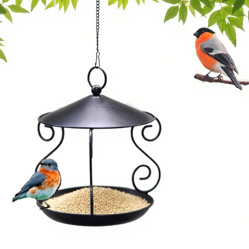 Squirrels Proof Outdoor Bird Feeder Metal Construction Feeding Ports Weatherproof Roof Design For Finches