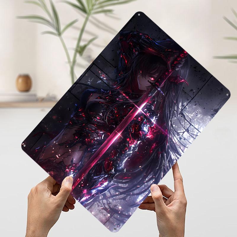 

Anime Samurai Lightning Sword Tinplate Poster Customized Wall Art Vintage Retro Metal Signs for Room Decoration Gaming Wand Deko 20x30cm（7.8x11.8inch）