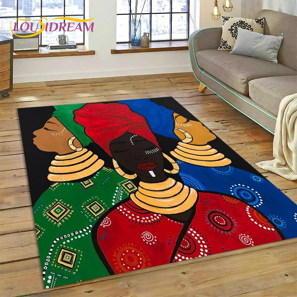 Cartoon Africa Ethiopian Custom Painting Art Carpet Rug for Bedroom Living Room Home Sofa Decoration,kids Large Decor Floor Mat