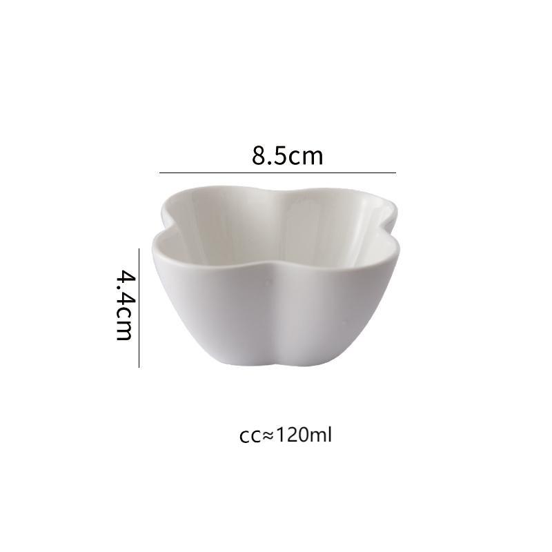 1PC White Ceramic Small Bowl Flower-shaped Hot Pot Seasoning Soy Sauce Dish Exquisite Snack Dish Baking Mold Kitchen Accessories