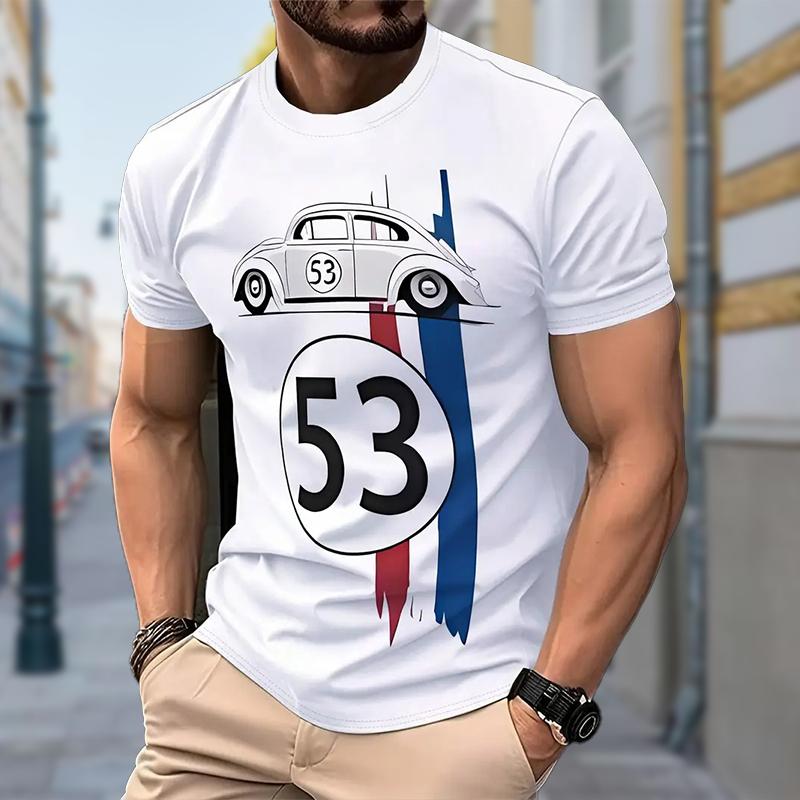 New Summer Men's Fashion T-shirt Personality Geometric Patterns Printed Men's T-shirt Top