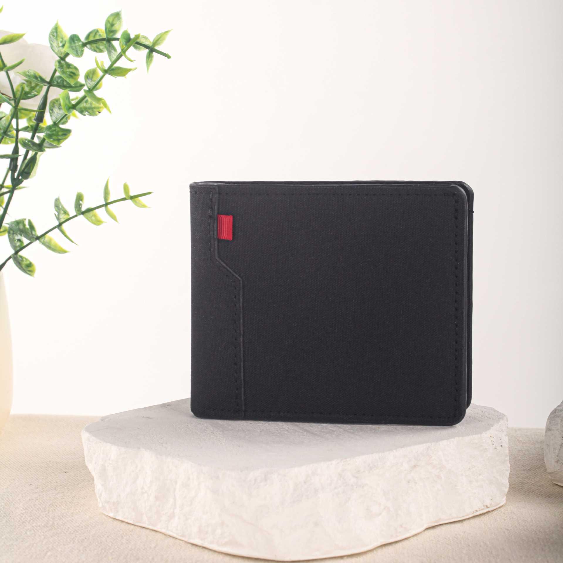 Мужской кошелек - Легкий холст из ПУ, Водонепроницаемый кошелек для монет, Повседневный визитник 12*9.5*1.0 чёрный