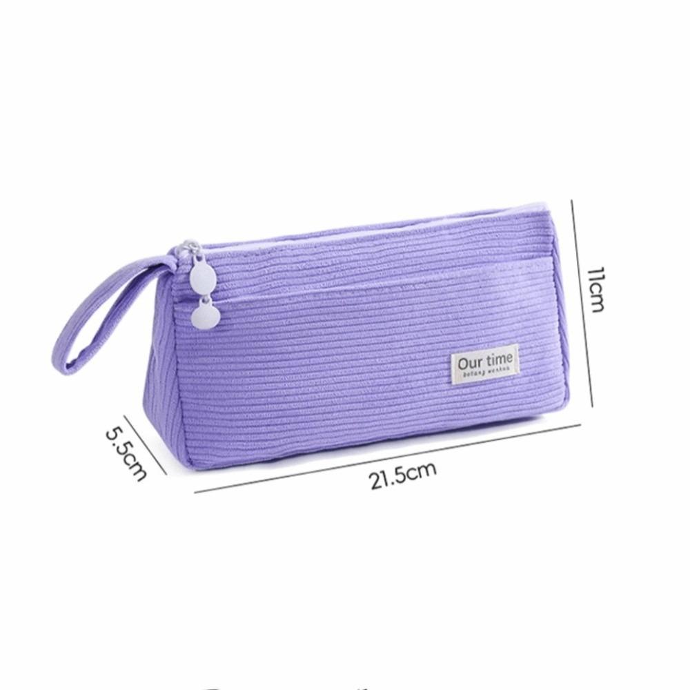 New Corduroy Pencil Case Multifunctional Large Capacity Pencil Pouch Solid Color Pen Storage Bag Student