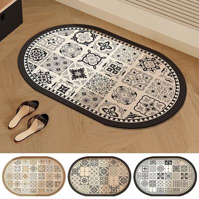 Retro Badezimmer Badematte Oval Anti-Rutsch Duschvorleger Trocknen Türvorleger Küche Eingang Fußmatte Badewanne Boden Fußpolster Toilettenteppich