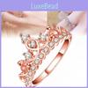 Elegant Rose Gold Plated Korean Crown Ring With Sparkling Gemstones For Women Fashion Jewelry