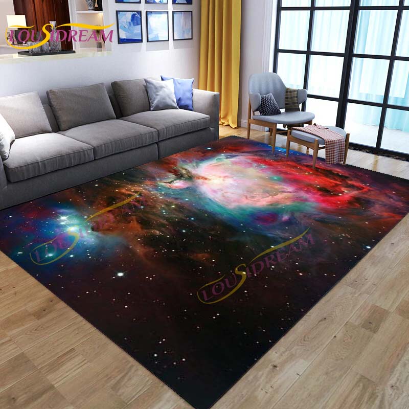 3D Colored Space Mat Galaxy Rug Starry Sky Carpet for Living Room Bedroomt Sofa Planet Rug Nursery Play Rug Floor Mat Home Decor