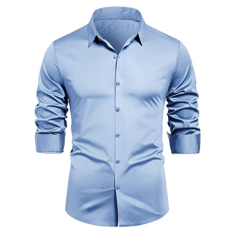 Business Casual Long Sleeve Shirt Men's Fashion Bottom Shirt Stretch Men's Shirt