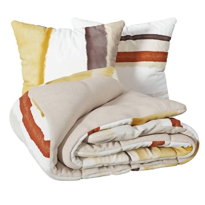 Housse de couette + 2 taies - 240 x 220 cm - Ethnique - Rayures - 100% Coton