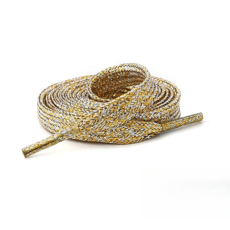 

«Золотой и серебряный шелк» Перламутровый сияющий полиэстеровый плоский шнурок, подходящий для кроссовок, парусиновых туфель, спортивной обуви, брюк-канат 19-120CM