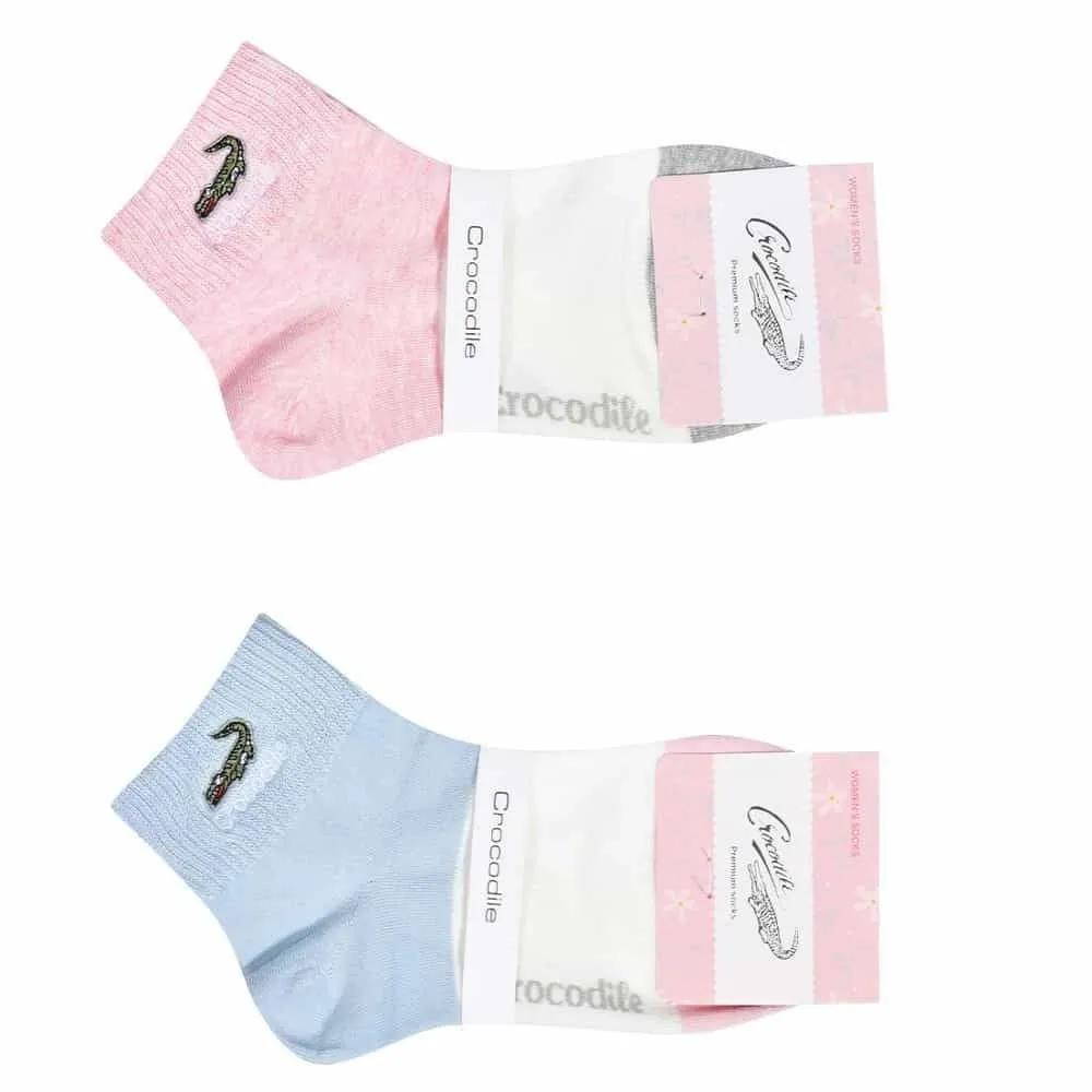 Crocodile ladies  ankle socks women s summer socks promotional socks embroidered socks 23~25cm Random Shipping (5 Pairs)