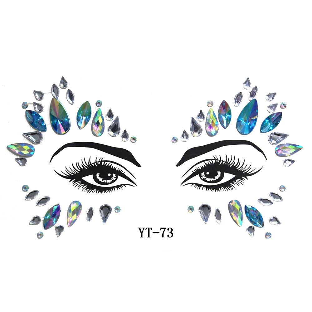 1PC Maskerade Glänzendes Gesicht Dekoration 3D Kristall Aufkleber Musik Festival Trendy Glänzende Acryl Bohrer Aufkleber Temporäre Tattoo Aufkleber